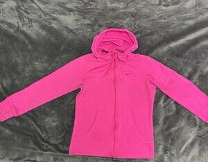 Nike Women's Pink Hoodie Long Sleeve Size Medium Full Zip Therma Fit